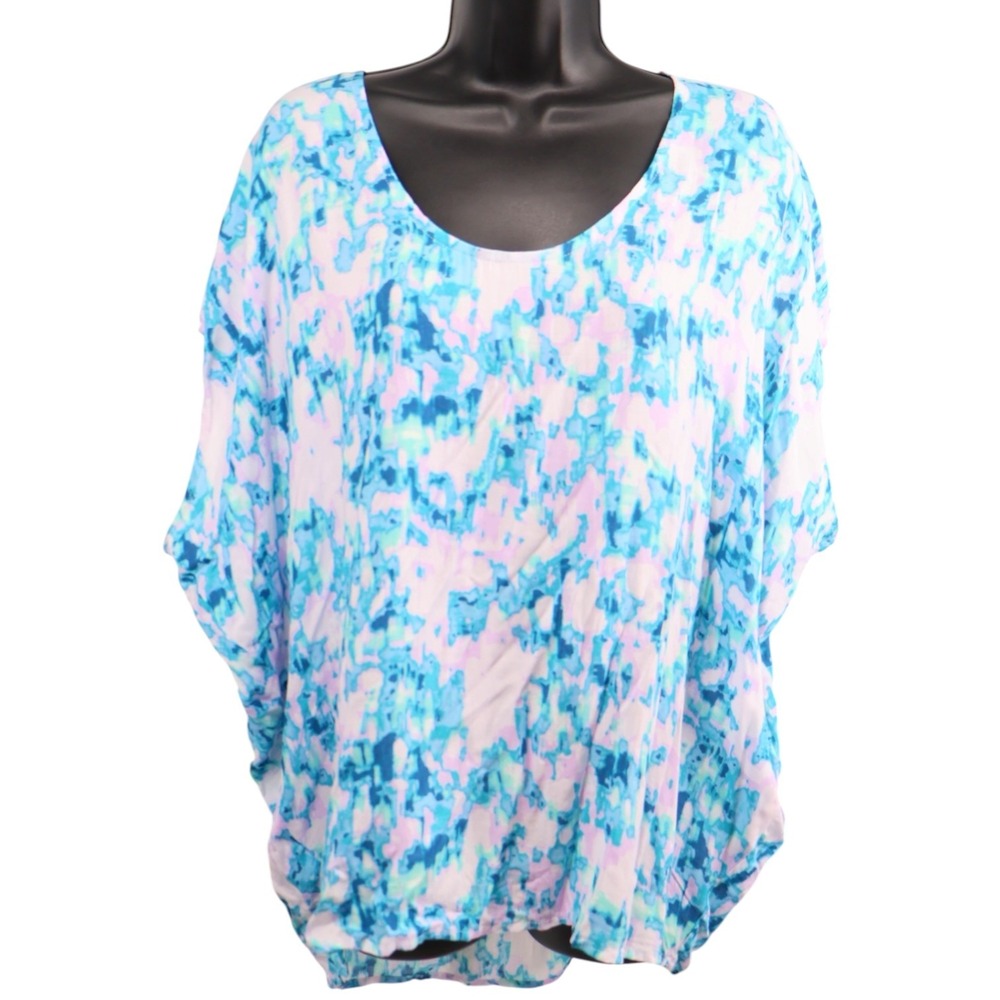 Splendid Watercolor Print Dolman‎ Sleeve Top Womens M NWT Blue Rayon